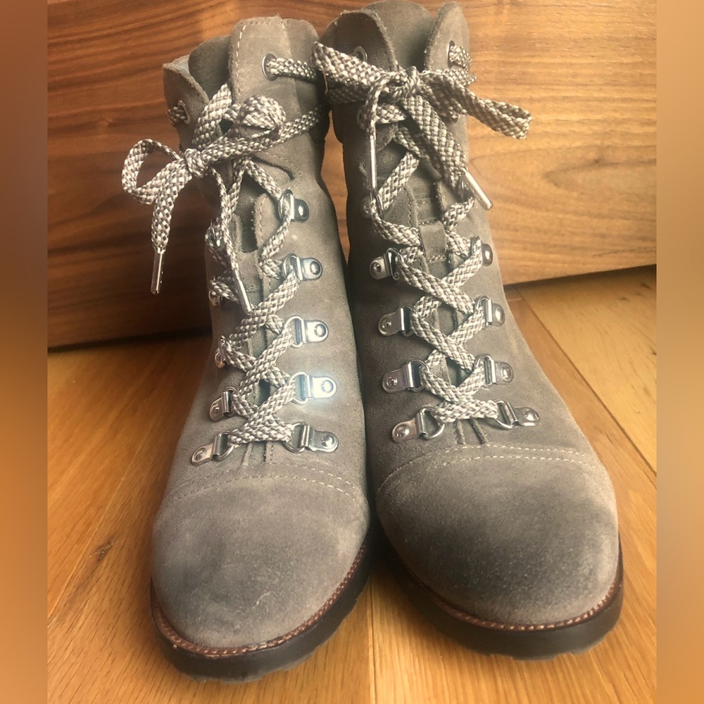 Sam Edelman Combat Boots Gray Manchester Sz 7.5 Lace Up Booties